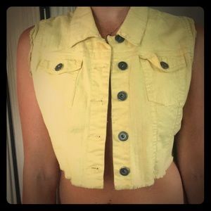 Yellow cut off jean jacket